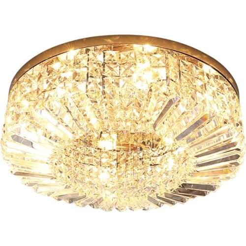 LED E14 Stainless Steel Crystal Golden Ceiling Lamp Round Modern Indoor Lighting Warm For Dinning Bedroom Living Room Luminaire