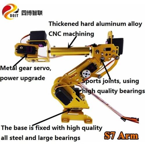 SZDOIT Full Metal 7DOF Industrial Robot Arm 7-Axis Large RC Robotic Model 7pcs Metal Gear Servo Motor DIY For Arduino Education