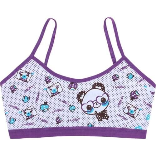 Teenage Girls Training Bra Kids Underwear Cotton Cartoon Panda Small Young School Children Vest Bras Child Underclothes BX0D