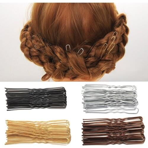 20PCS 5/7cm U Shaped Hairpin Sliver/Gold/ Black/Coffe Waved Hair Clips Bobby Pins Metal Barrette Women Bridal Hairstyle Tool