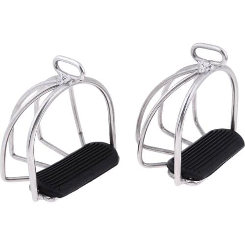 STAINLESS STEEL ENDURANCE FLEX RIDE CAGED SAFETY STIRRUPS EQUESTRIAN