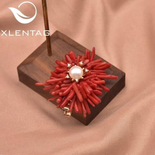 XlentAg New handmade pure natural freshwater pearl coral flower hairpin Women wedding party gift Fine fashion jewelry GH0051
