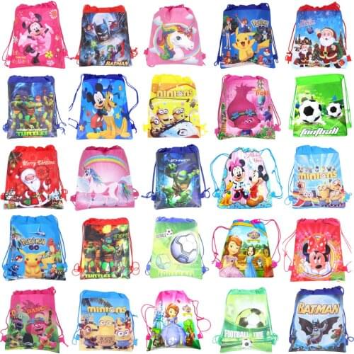 1pc Cartoon Drawstring Bag Santa Claus,cars School Backpack for Boy ,Girls Unicorn Satchel Bundle Rucksack