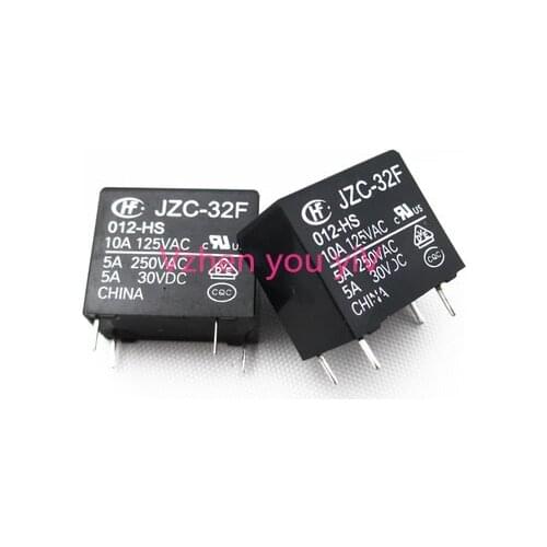 10PCS/ JZC-32F HF32F JZC-32F-012-HS 5A 12VDC 12V Power Relay 4Pin