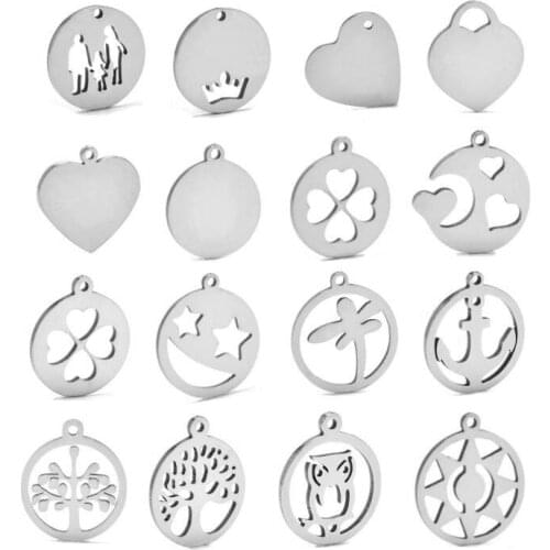 10Pcs Craft Supplies Stainless Steel Charms Pendants for Jewelry Making Crafting Findings Accessory for DIY Necklace Bracelet