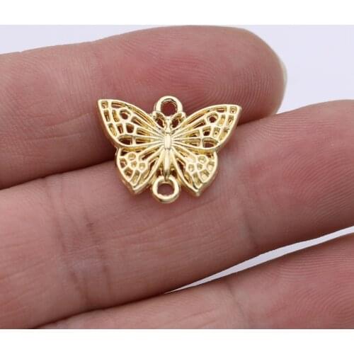 10PCS Gold Color Butterfly Charm Connector for Jewelry Making Bracelet Findings Accessories DIY Craft