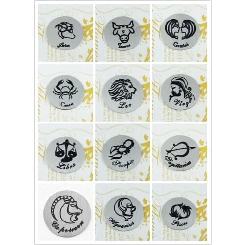 12Pcs/Lot Constellations Mixed 22mm Stainless Steel Floating Plate Floating Locket Charms Fit 30mm Glass Living Floating Locket