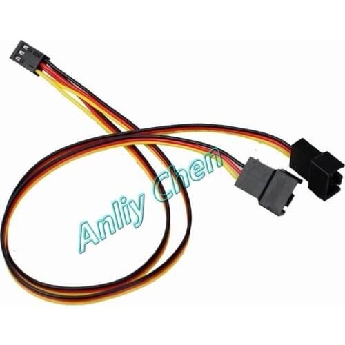 2 Pieces LOT Fans Power 3Pin Female to Dual 3Pin male Y-Splitter Adapter Cable Extension Cable Wire