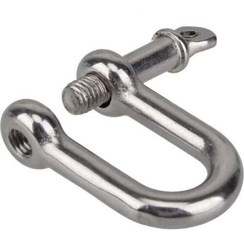 M6 D Type Shackle Short Paragraph Rigging 304 Stainless Steel 1/4 inch Shackle Hooks boat rigging hardware Pack of 10
