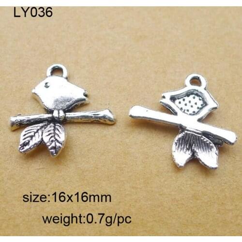 50pcs 11*16mm Vintage Antique Silver Alloy Bird Charms