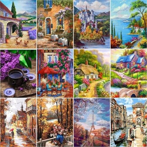 5D DIY Diamond Painting Countryside Landscape Full Square/Round Diamond Embroidery Cross Stitch Kits Home Decor Art Pictures
