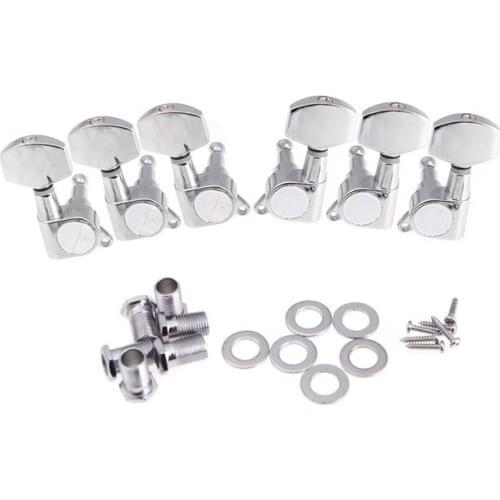 6 pcs 3R 3L Chrome Zinc Alloy Electric Acoustic Guitar String Tuning Pegs Tuners Machine Heads Guitar Parts guitar tuning pegs
