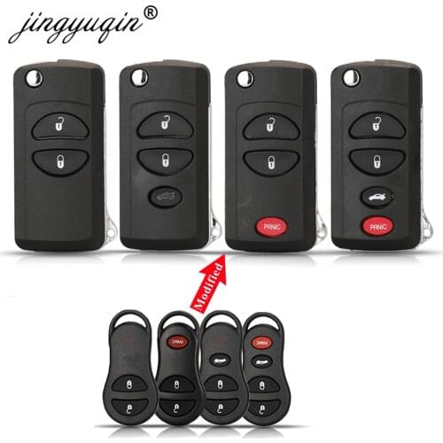 Jingyuqin 10pcs Remote Flip Folding Key Case For Chrysler Dodge Stratus Ram Durango Dakota Jeep Grand Cherokee 2/3/4BT Fob shell