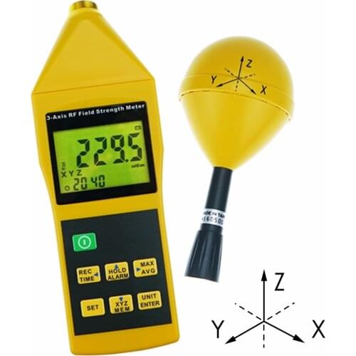 Electromagnetic Radiation Tester 10MHz to 8GHz w/ Alarm and Tripod Mounting MIni Triaxial Tri-Axis RF Field Strength Meter