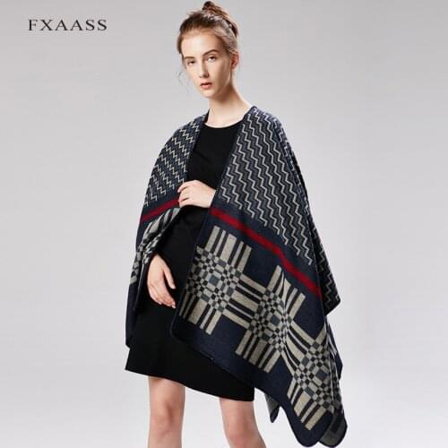 FXAASS New Autumn/Winter Shawl Fashion Poncho Women Scarf Cloak Luxury Blanket Cashmere Scarves Warm Pashmina Wholesale Cape