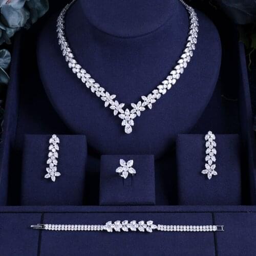 Janekelly Nigeria 4pcs Bridal Zirconia full jewelry sets For Women Party, Luxury Dubai Nigeria CZ Crystal Wedding Jewelry Sets