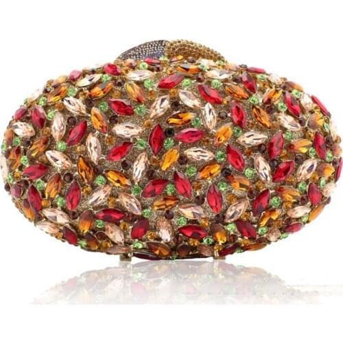 Red/Blue/Black Rhinestone Female Dinner Purse Fashion Women Gemstone Evening Clutch Bag Gold Metal Lady Purse And Handbag purse