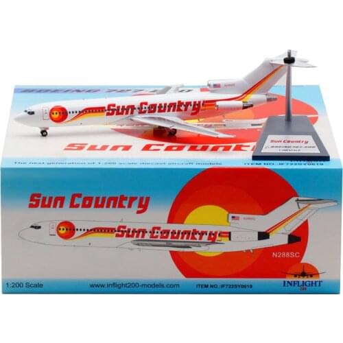 Diecast 1/200 Scale B727-200 N288SC Sun Country Airline Model Alloy Landing Gear Aircraft Collectible Display Airplanes Souvenir