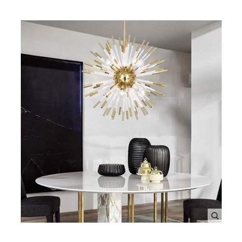 Living room chandelier Nordic postmodern minimalist bedroom dining room lamp Dandelion decoration gold round ball