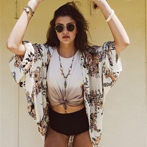 New Arrivals Beach Cover up Rayon Print Swimwear Ladies Beach Cape Walk on The Beach Robe de Plage Swimsuit Saida de Praia #Q61