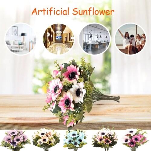 New Multi-Color Bouquet For Home Porch Window Wedding Table Center Decoration 5pcs Sunflower Artificial Waltz Wedding Decoration