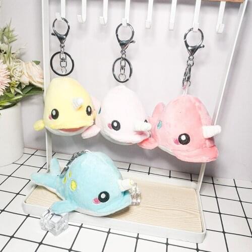 New cartoon Unicorn whale doll Sea animal colourful shark 13cm high quality bag Baby bed pendant Keychain kids birthday gift