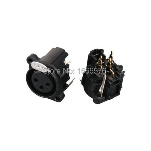 Wholesale 100 pcs XLR female Chassis 3Pin PCB Socket Panel Connector-201A