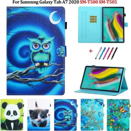 Tablet For samsung Galaxy Tab A7 Sm-t500 T505 Case Cartoon Owl Cat Panda Protective Stand Cover for Samsung Tab A7 2020 Case