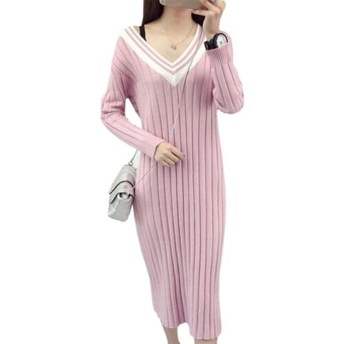 Pullover 2021 Fall Winter New womens Knit Hooded Sweater Women Dress Long Slim Bottoming Shirt Sweaters Jacket Vestidos MMY308