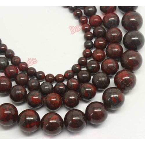 Fctory Price Natural Stone Chinese Red Brecciated Jaspers Round Beads 16" Strand 4 6 8 10 12MM Pick Size For Jewelry Making diy