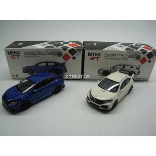 TSM MINI GT 1/64 For Honda Civic Type R FK8 Metal Diecast Model Car Gifts Display Blue/White
