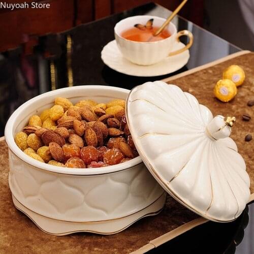 European-style Ceramic Dried Fruit Tray Candy Tray Creative Modern Living Room Snack Storage Box Home Decoration Accessories