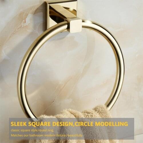 Vidric Gold Towel Ring Bathroom towel hanging ring brass bath decoration accessories Europe style