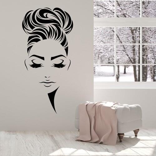Beauty Hair Salon Hairstyle Girl Face Makeup vinyl wall decal home decor art mural removable wall stickers