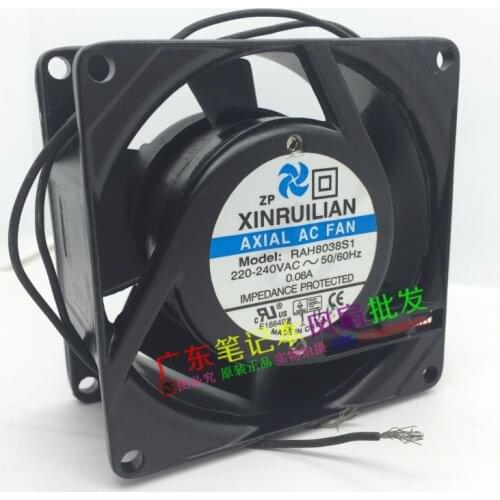 Xinruilian RAH8038S2 AC 125V 0.20A 80x80x38mm 2-Wire Server Cooling Fan