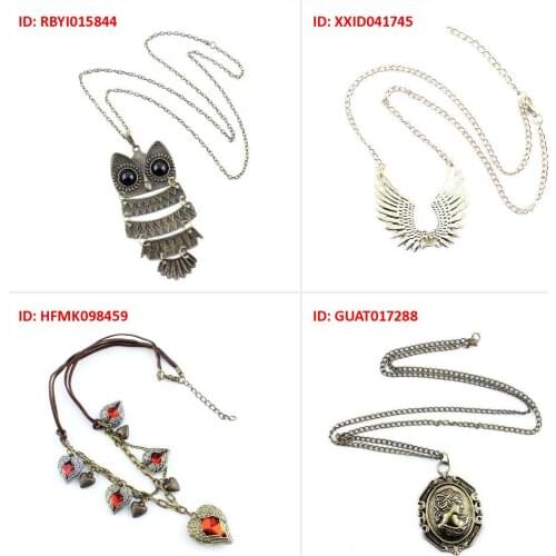 Fashion Jewelry Necklace Pendent Gothic Cute Owl Golden Elf Angel Wings Red Multi Love Heart Bronze Ethnic Folk Style He