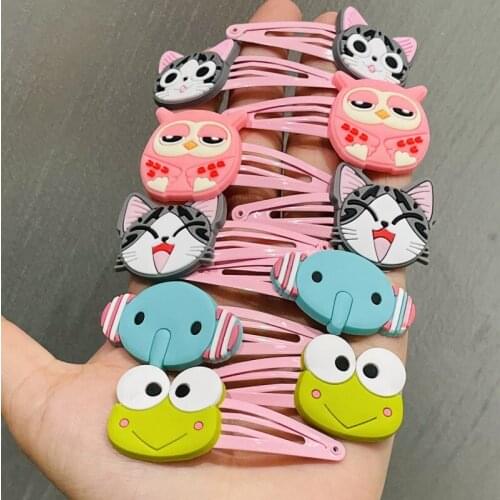 10PCS/Set Girls Cute Cartoon Animals Chi Cat Frog Hair Clips Kids Lovely Hairpins Headband Barrettes Fashion Hair Accessories