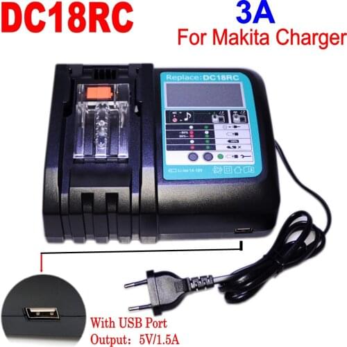 DC18RC Li-ion Battery Charger 3A Charging For Makita 14.4V 18V Bl1830 Bl1430 Dc18Ra Electric Power DC18Rct USB Port
