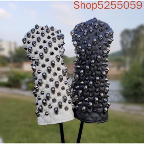 Skull Rivet Golf Club Driver Fairway Wood Hybrid UT Putter Mallet Putter Headcover For Golf Club Head Protect Cover