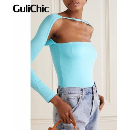 7.17 GuliChic HIGH END QUALITY Womens Sexy Slash Neck Long Sleeve Slim Short Comfortable T-Shirt