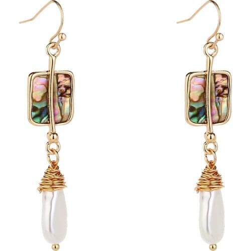 New Fashion Simulated Pearl Earrings for Woman Metal Geometry Water Drop Kinds Exaggerated Drop earrings Jewelry