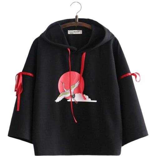 Women Cartoon Print Hoodies Long Sleeve Hooded Sweatshirts Harakuju Cotton Pullover Tracksuits 2020 Autumn Winter Clothes