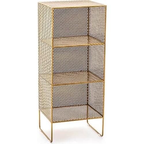 Gold Iron art2 layer grid rack book Shelves creative metal Hollow Sundries storage box for Living room dining room63*35*24cm