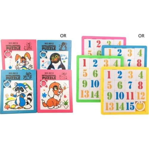 1 Set Cute Cartoon Animal Numbers 15 Space 3D Plastic Sliding Jigsaw Puzzle Game Kids Children Learning Educational Toys