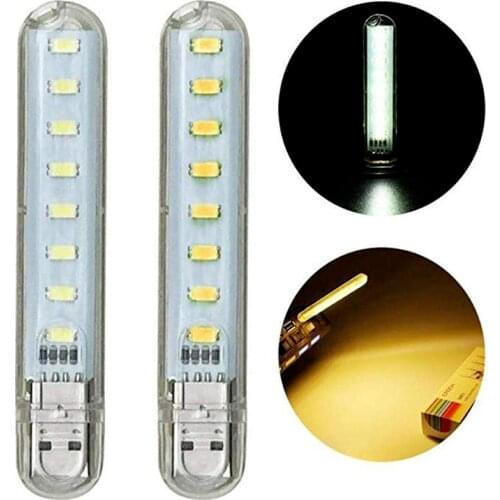 1PC USB LED Portable Night Light PC Computer Reading Light Warm White Light Camping Bulb Removable Charger Laptop Children Gift