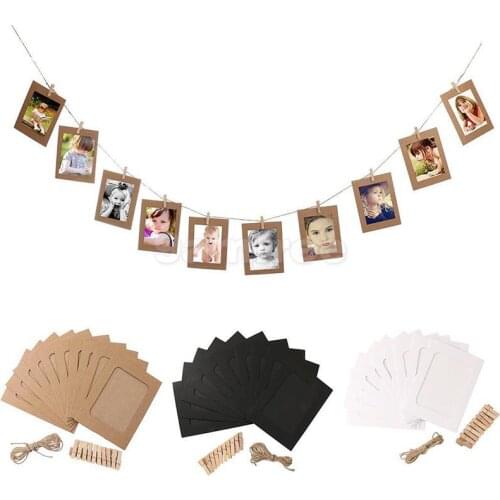 10 Set Paper Photo Frame DIY Wall Film Hanging Rope Clip Creative Gift