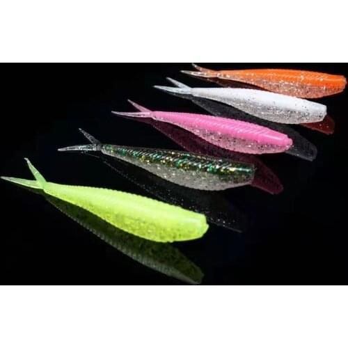 10PCS/Lot Jigging Wobblers Fishing Lure 60mm shad V-tail soft bait Aritificial Silicone Lures Bass Pike Fishing Tackle