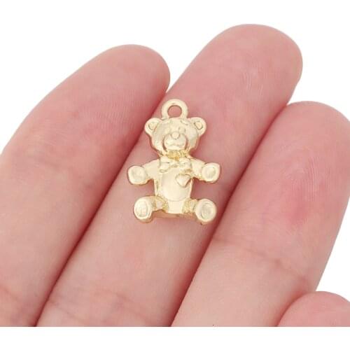 20 x Gold Color Teddy Bear Charms Pendants for DIY Jewelry Earrings Necklace Bracelet Making Accessories 20x14mm