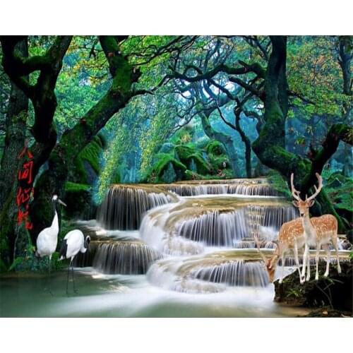Beibehang 3D Wallpaper HD Dream Falls Forest Falls Human Wonderland TV Backdrop Living Room Bedroom wallpaper papel de parede