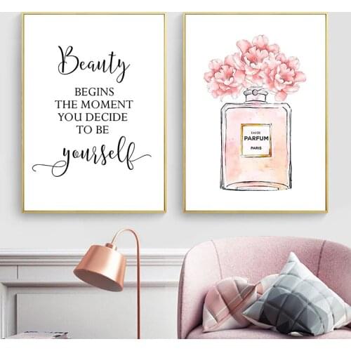 Abstract Painting Poster Perfume Art Print Canvas Painting Parfum Pink Picture Fashion Canvas Art Posters And Prints Living Room